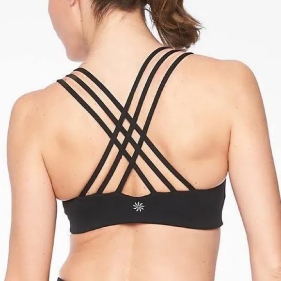 Athleta “Hyper focused” style criss cross strappy bra top black XS EUC - Picture 1 of 3